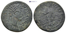 PHRYGIA. Prymnessus. Lucius Verus (161-169). Ae. (22mm, 3.71 g) Obv: ΑVΤ ΟVΗΡΟΝ ΠΡVΜΝΗϹϹƐΙϹ; laureate head of Lucius Verus, r. / Rev: ƐΠ ΙƐΡƐΩϹ ΗΡΑΚ Ν...