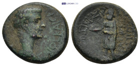 Phrygia, Aezanis. Gaius Caligula. A.D. 37-41. Æ (19mm, 4.92 g). Medeos, strategos. ΓAIOC KAICAP, laureate head of Gaius Caligula right / AIZANITωN ЄΠI...