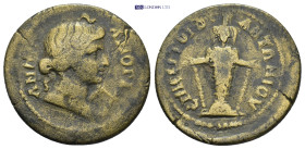 Phrygia, Amorium. Pseudo-autonomous, c. AD 144-161. AE. (7.78 Gr. 21mm.)
Head of Apollo, right; to right, lyre. 
Rev. Cult statue of Artemis of Ephesu...