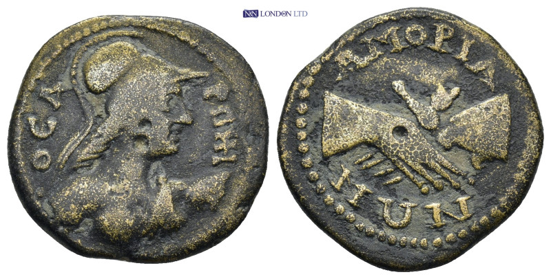 Phrygia, Amorium. Pseudo-autonomous. Time of Geta. AE. (5.62 Gr. 21mm.)
Helmeted...