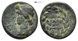 Phrygia, Eumenea. Livia (mother of Tiberius) Æ (14mm, 2.8 g)Struck under Tiberius, after AD 14. Kleon Agapetos, magistrate. ΣEBAΣ[TH], draped bust to ...