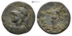 Phrygia, Laodikeia, c. 1st century AD. AE (1.8 Gr. 14mm.)
Helmeted and draped bust of Athena left 
Rev. Nike walking left, holding wreath.