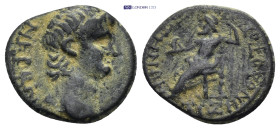 Phrygia, Sebaste. Nero, AD 54-68. AE. 3.85 g. 17.27 mm. Obv: ΝΕΡΩΝ ΚΑΙΣΑΡ. Bare head of Nero, right. Rev: ΤΙ ΖΗΝΟΔΟΤΟΣ ΣΕΒΑΣΤΗΝΩΝ. Zeus seated, left, ...