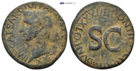 Augustus, 27 BC-AD 14. As Rome (11.2 Gr. 28mm.)
Bare head of Augustus to left. 
Rev. PONTIF MAXIM TRIBVN POT XXXIIII around large S•C