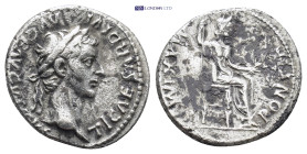 Tiberius. AD 14-37. AR Denarius (18mm, 3.43 g). “Tribute Penny” type. Lugdunum (Lyon) mint. Group 6, AD 36-37. TI CΛESΛR DIVI ΛVG F ΛVGVSTVS, laureate...