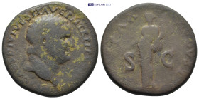 Titus AD 79-81. Struck AD 80-81. Eastern mint (Thrace?) Sestertius Æ (34mm, 22.88 g) IMP T CAES DIVI VESP F AVG P M TR P P P COS VIII, laureate head t...