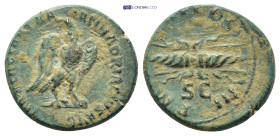 Hadrian. A.D. 117-138. Æ quadrans (18mm, 2.91 g). Rome mint, Struck ca. A.D. 122-125. IMP CAESAR TRAIAN HADRIANVS AVG, eagle standing right on thunder...