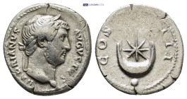 Hadrian. Denarius. 125-128 AD. Rome. (18mm, 2.85 g) Anv.: HADRIANVS AVGVSTVS, laureate bust right, with drapery on far shoulder. Rev.: COS III, star w...
