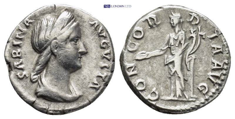 Sabina, 128 - 137 AD Silver Denarius, Rome Mint, (16mm, 3.34 g) Obverse: SABINA ...