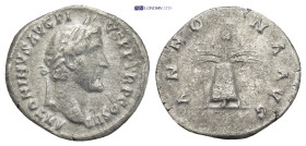 Antoninus Pius 138-161, Denarius, (17mm, 2.8 g): Obv: "ANTONINVS AVG PIVS PP COS III" Laureate head of Antoninus Pius right Rev: Modius with four corn...