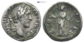Antoninus Pius AD 138-161. Struck AD 145-161. Rome Denarius AR (18mm. 3,25 g). ANTONINVS AVG PIVS P P, laureate head right / COS IIII, Concordia stand...