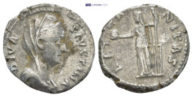 Diva Faustina Senior, died 140/1. Denarius (17mm, 3.72 g), Rome, after 140/1. DIVA FAVSTINA Draped bust of Diva Faustina to right. Rev. AETERNITAS For...