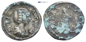 JULIA DOMNA Augusta, 193-211 AD. AR, Denarius. (19mm, 3.1 g) Rome. Obv: IVLIA AVGVSTA. Draped bust of Julia Domna, right. Rev: PIETAS AVGG. Pietas sta...