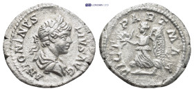 Caracalla, 198-217. Denarius (19mm, 2.8 g), Rome, 201-206. ANTONINVS PIVS AVG Laureate and draped bust of Caracalla to right. Rev. VICT PART MAX Victo...