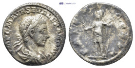SEVERUS ALEXANDER (222-235). Denarius. (18mm, 3.21 g) Rome. Obv: IMP C M AVR SEV ALEXAND AVG. Laureate, draped and cuirassed bust right. Rev: P M TR P...