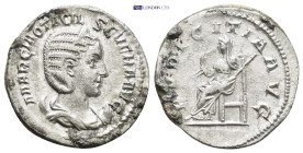 Otacilia Severa AR Antoninianus. (22mm, 4.5 g) Rome, AD 244-246. MARCIA OTACIL SEVERA AVG, diademed and draped bust / PVDICITIA AVG, Pudicitia, veiled...