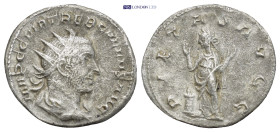 TREBONIANUS GALLUS (252-253). Antoninianus. (20mm, 3.5 g) Milan. Obv: IMP C C VIB TREB GALLVS AVG. Radiate, draped and cuirassed bust right. Rev: PIET...