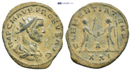 Probus BI Antoninianus. Siscia, AD 276. (3 Gr. 23mm.)
Radiate, draped and cuirassed bust to right 
Rev. Emperor standing to right, holding sceptre, re...