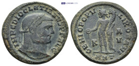 Diocletian, 284-305. Follis (10.98 Gr. 26mm), Antiochia
 Laureate head of Diocletian to right. 
Rev. Genius, nude but for chlamys over his left should...