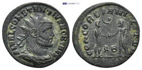 Constantius I (Caesar, 293-305) AE Antoninianus (20mm, 2.7 g) Cyzicus, 2nd officina, 295 - 299. FL VAL CONSTANTIVS NOB CAES - Radiate and cuirassed bu...