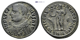 Licinius I. AD 308-324. AE Follis (3.23 Gr. 19mm). Nicomedia mint. 
Laureate and draped bust left, holding mappa and globe, scepter across shoulder 
R...