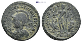 Licinius II, as Caesar, Æ Nummus. (19mm, 2.77 g) Cyzicus, AD 321-324. D N VAL LICIN LICINIVS NOB C, helmeted, cuirassed bust left, spear across right ...
