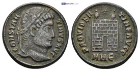 Constantine I. 307-337. AE Follis Nicomedia (3.32 Gr. 19mm.)
Laureate head right. 
Rev. Camp gate with two turrets, star above