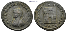 CRISPUS (Caesar, 316-326). Follis. Heraclea. (3.23 Gr. 19mm.)
 Laureate and draped bust left, holding mappa and globe, sceptre over shoulder. 
Rev. Ca...