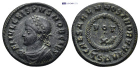 Crispus, Caesar, 317-326. Follis (3.7 Gr. 19mm.) Thessalonica. 
 Laureate, draped and cuirassed bust left. 
Rev. VOT X in two lines within wreath, TSA...