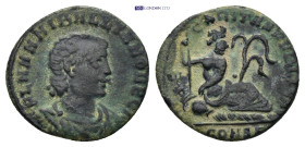 Hanniballianus. AD 335-337. AE Follis (1.5 Gr. 16mm.). Constantinople 
Bareheaded, draped, and cuirassed bust right 
Rev. Euphrates reclining right, l...