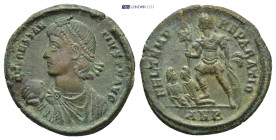 Constantius II, 337-361. AE Antioch, 2nd officina (4.23 Gr. 22mm.)
 Pearl-diademed, draped and cuirassed bust of Constantius to left, holding globe wi...