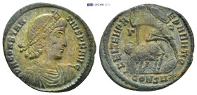 Constantius II, 337-361. Constantinople, AD 348-351 Follis (4 Gr. 24mm..)
Diademed, draped and cuirassed bust right 
Rev. Soldier spearing fallen hors...