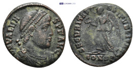Valens, 364-378 AD. AE. (16mm, 2.62 g) Constantinople. Obv: DN VALENS PF AVG. Diademed, draped and cuirassed bust of Valens, right. Rev: SECVRITAS REI...
