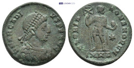 Arcadius. Heraclea. Circa 392-395. AE follis (21mm, 6.23 g) D N ARCADIVS P F AVG, pearl-diademed, draped and cuirassed bust right / GLORIA ROMANORVM, ...