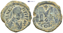 Anastasius I. 491-518. AE Follis. Constantinople mint, 1st officina. (16.3 Gr. 32mm.)
Diademed, draped, and cuirassed bust right 
Rev. Large M, cross ...