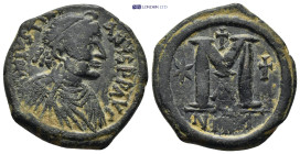 Justinian I AD 527-565. Nikomedia Follis or 40 Nummi Æ (29mm, 14.33 g) D N IVSTINIANVS P AVG, draped and diademed bust right / Large M, star to left, ...