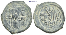 Heraclius with Heraclius Constantine (610-641). AE Constantinople. (12.6 Gr. 28mm.)
 Heraclius, on l. and Heraclius Constantine, on right. standing fa...