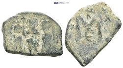 Constans II, with Constantine IV, Heraclius, and Tiberius AD 641-668. (4.25Gr. 23mm.) 
Constantinople Follis or 40 Nummi