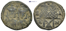 Leo IV the Khazar, with Constantine VI. 775-780. AE Follis (5.47 Gr. 23mm.). Constantinople 
 Crowned facing busts of Leo IVand Constantine VI 
Rev. C...