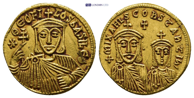 Theophilus, with Constantine and Michael II (829-842 AD). AV Solidus (19mm, 4.48...