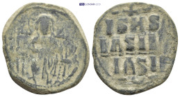 Anonymous, time of Constantine IX (1042-1055). Æ follis (29mm, 10.85 g). Constantinople. Christ Pantokrator enthroned facing. R/ Legend in four lines....