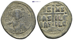 Attributed to Romanus III or Michael IV (1028-1034 or 1034-1041) AE follis (30mm, 12.0 g) Obv: +EMMA - NOVHA / IC - XC; Nimbate bust of Christ facing,...