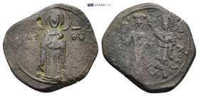 Andronicus I, AE Tetarteron, 1183-1185 Thessalonica. MP-QV to left and right of Mary, nimbate, bust facing, hands raised, the nimbate head of the infa...