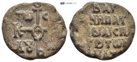 Byzantine Lead Seal (24mm, 9.41 g) Obv: Cruciform monogram Rev: Legends in five lines.