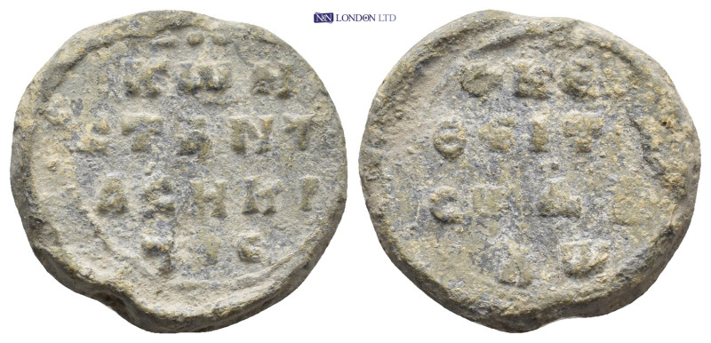 Byzantine Lead Seal (21mm, 8.87 g) Obv: Legends in four lines. Rev: Legends in f...