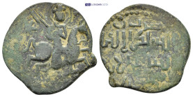 Seljuks of Rum. Rukn al-Din Sulayman II. (592-600 AH/1196-1204 AD) AE Fals (27mm, 6.4 g) Obv: Horseman advancing right, wielding mace; star behind Rev...