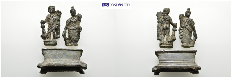 Silver Mercury and Fortuna statuette with base. A silver statuette of Mercury, n...