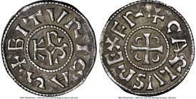 Carolingian. Charlemagne Denier ND (793-814) XF45 NGC, Bourges mint, Rob-956, MEC I-740, MG-174. 1.51gm. A rare post-reform subtype from this mint wit...