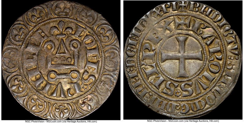 Provence. Charles I of Anjou Gros tournois ND (c. 1267) AU58 NGC, Rob-5566. A ch...