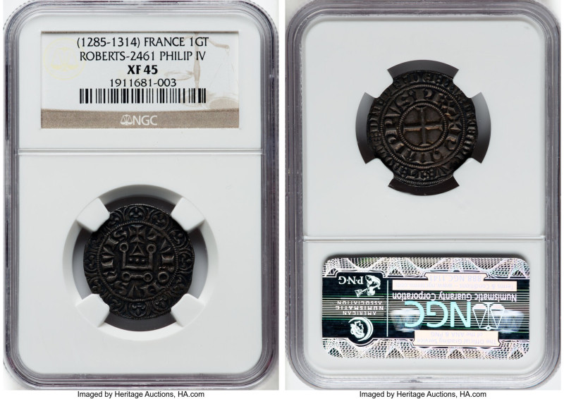 Philip IV Gros Tournois ND (1285-1314) XF45 NGC, Roberts-2461. HID09801242017 © ...